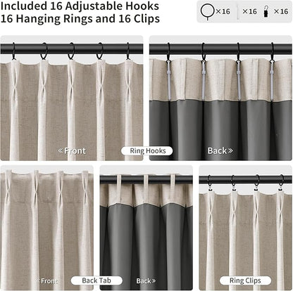 Pinch Pleated Linen 100% Blackout 120 Inch Curtains - Image 3