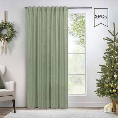 Pitalk Sage Green Curtains 5 FT Wide by 84 Inches Long by Pitalk