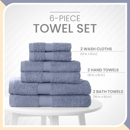 martex 6-piece 100% ringspun cotton towel set, heather, close-up detail