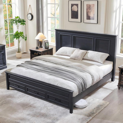 jxqtlingmu farmhouse queen wood bed frame with 52", side view
