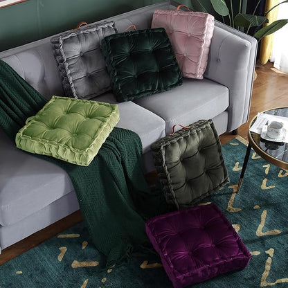 vctops Square Solid Color Velvet Seat Cushion - Image 3