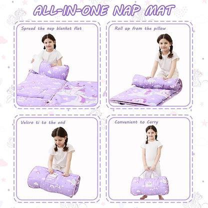 Toddler Nap Mat with Pillow and Blanket, Extra Large Rolled Napping Mats - Image 5