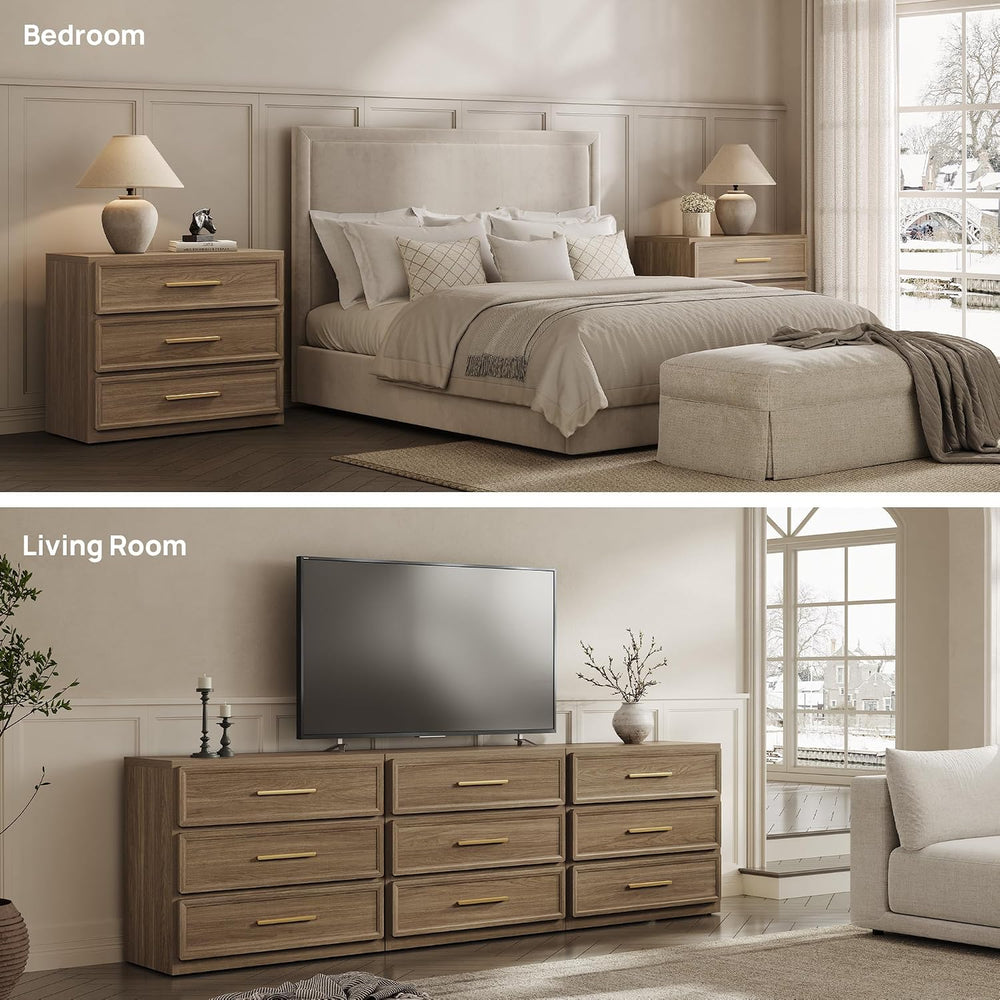 SICOTAS Oversized Nightstands Set of 3 for Bedroom - Storage Bedside Table