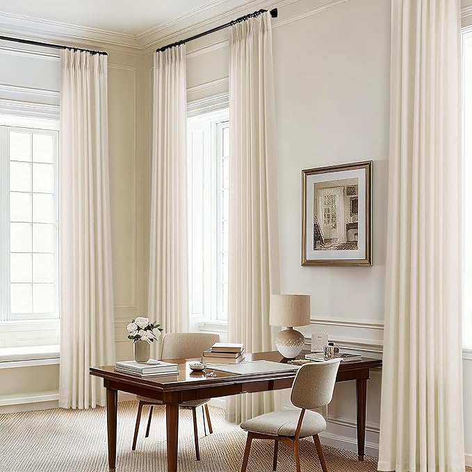 Cream Beige Linen Curtains 96 Inches Long Memory Shape Trained Pinch Pleated - Image 7