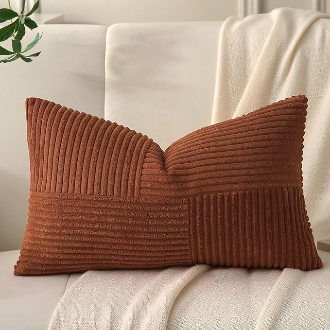 Rust Lumbar Throw Pillow Covers 12x20 inch, Farmhouse Fall Home Decor, Boho - Image 6