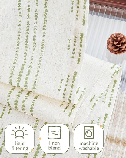 jinchan Boho Kitchen Curtains Linen Cafe Tier Curtains 45 Inch Bohemian - Image 8