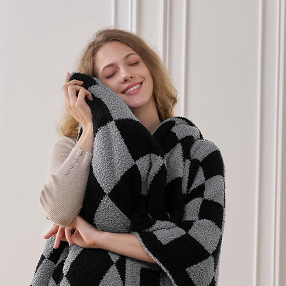 Joiedomi Twin Blanket for Couch Bed, Checkered Knitted Blankets Gifts for Women - Image 2