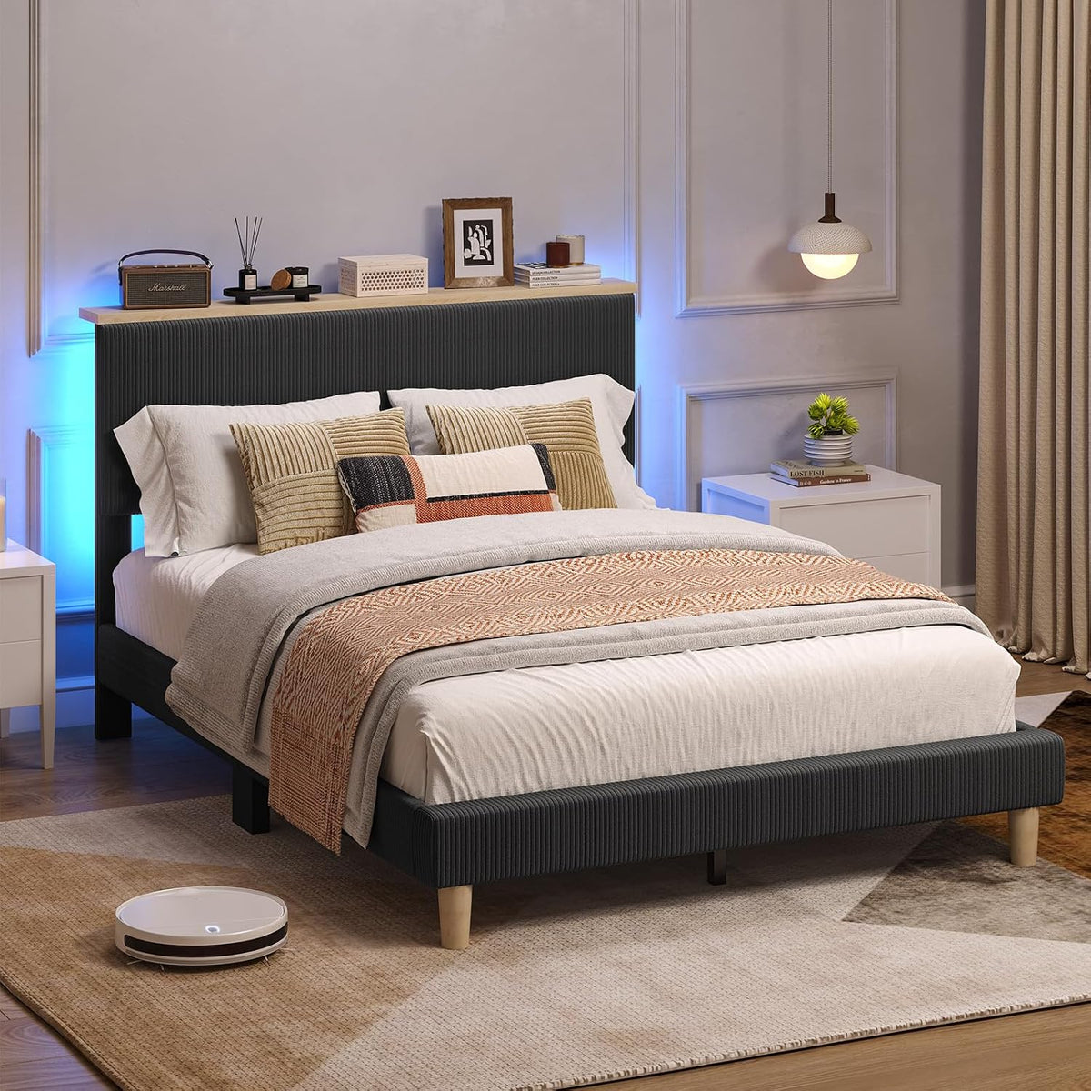 bestier queen bed frame with adjustable headboard &, main product view