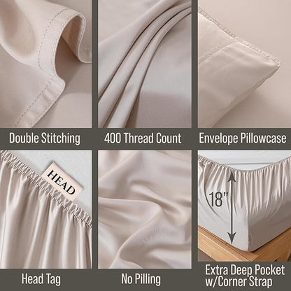 Bella Coterie 6 Piece Luxury Bamboo Viscose King Size Sheet Set | 100% - Image 3