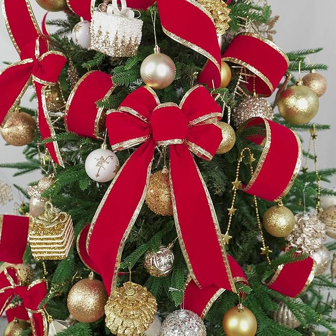 MEEDEE 2.5 Inch Red Velvet Christmas Ribbon 10 Yards Velvet Wired Ribbons - Image 5
