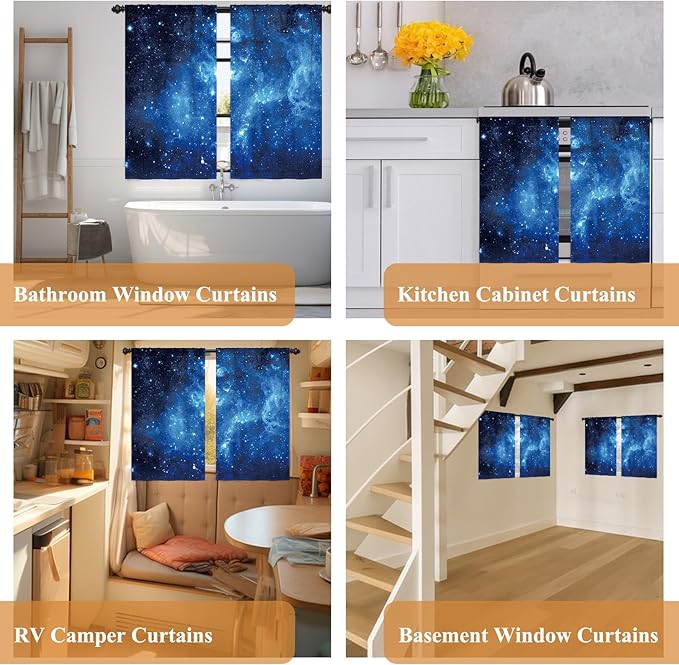 Renaiss 26 x 45 Inch Galaxy Short Cafe Tier Curtains Small Window Treatment - Image 7
