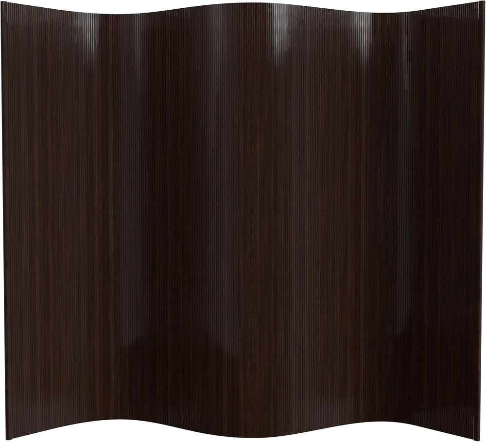 Red Lantern 6 ft. Tall Bamboo Wave Screen - Dark Mocha