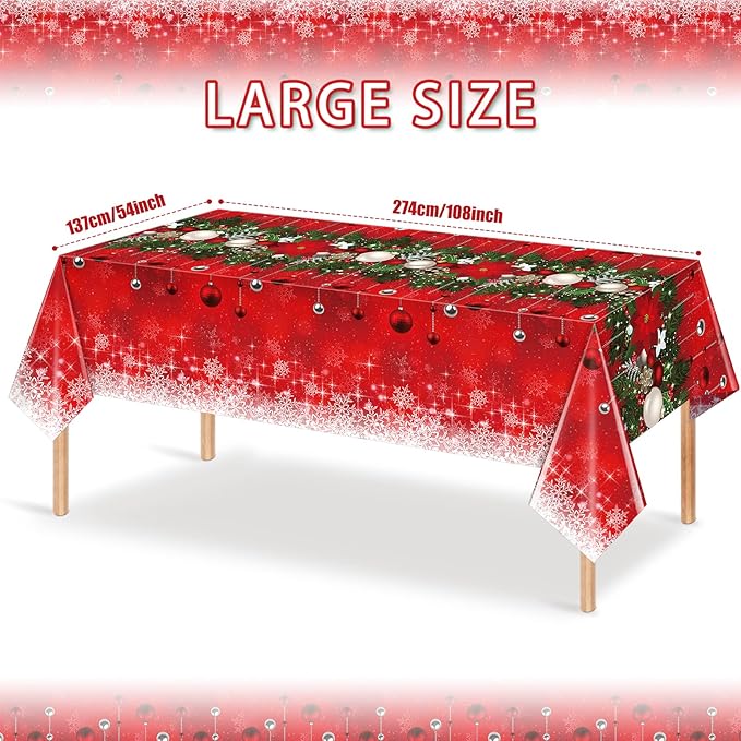 Jectivs 6Pieces Merry Christmas Tablecloth Plastic Christmas Tree Ball Table - Image 2