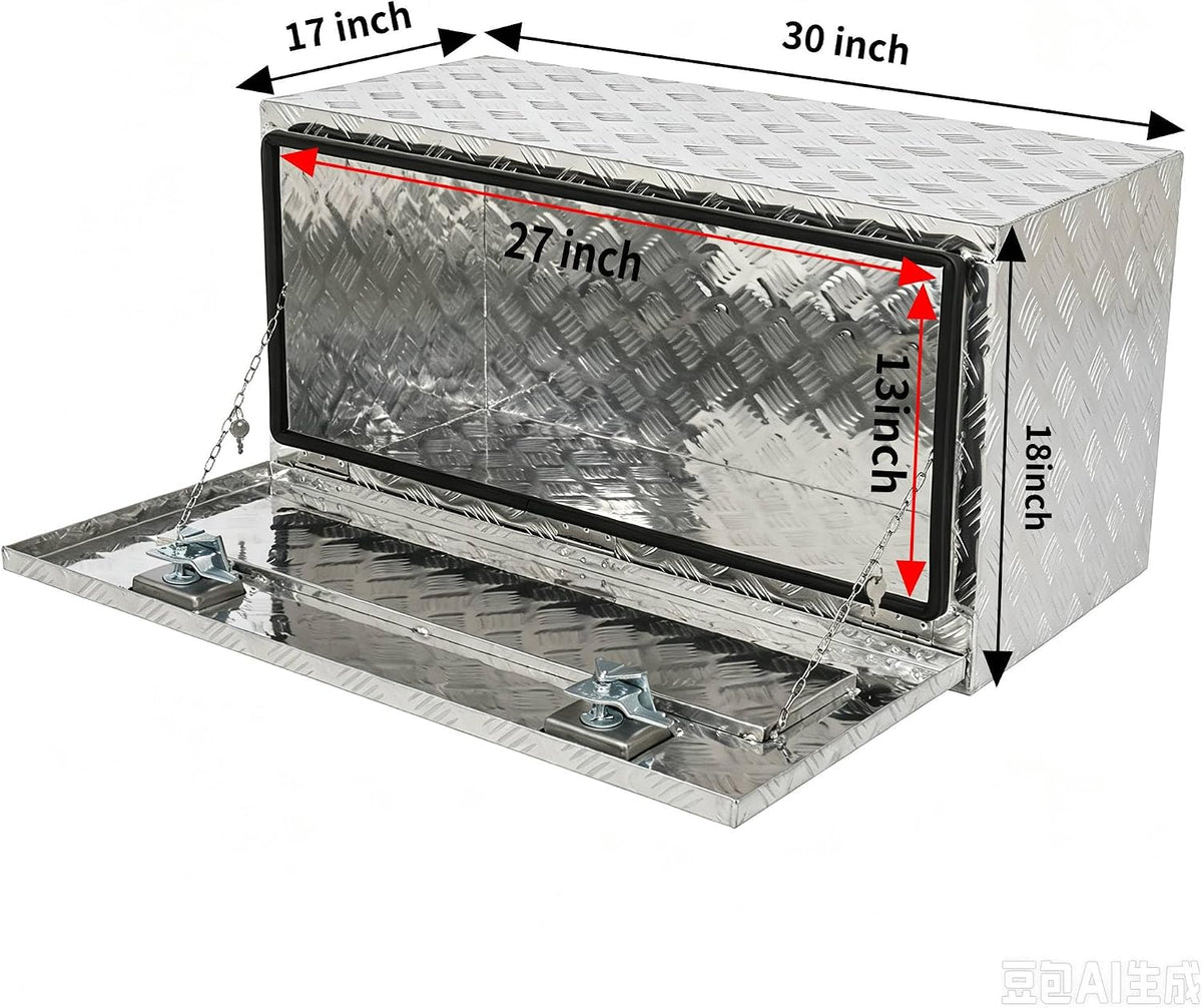 30 inch full weld aluminum underbody tool box shown in use