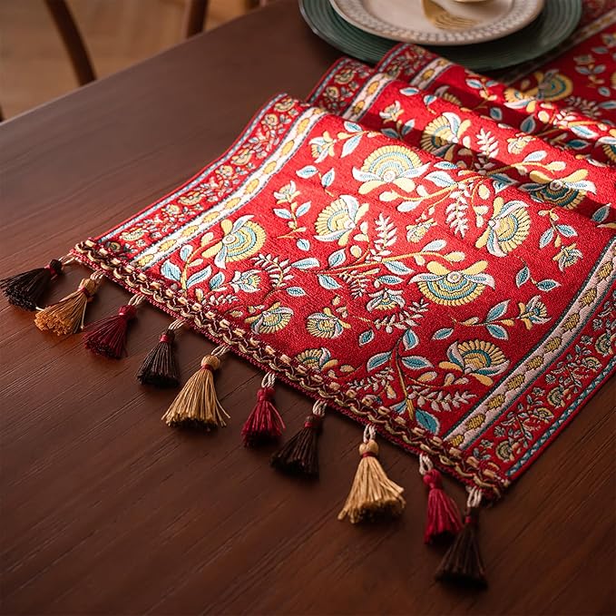 13×72 Inch Table Runner, Retro-Luxury Tassels Series - Image 2