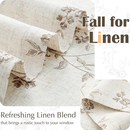 jinchan Floral Kitchen Curtains 24 Inch Linen Tier Curtains Farmhouse Cafe Half - Image 5