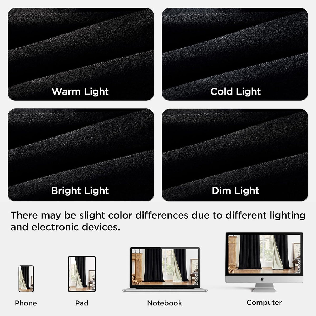 joydeco velvet blackout curtains 84 inch length 2, front angle view