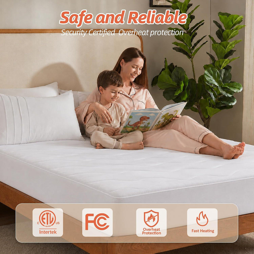 Heated Mattress Pad Queen, Cozy Bed Warmer with Preheat & Memory