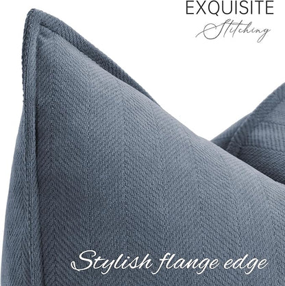 ZWJD Dusty Blue Pillow Covers 12x20 Set of 2 Chenille Throw Pillow Covers - Image 6