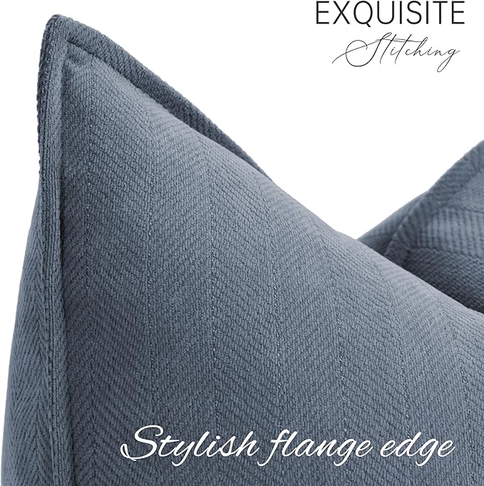 ZWJD Dusty Blue Pillow Covers 16x16 Set of 2 Chenille Throw Pillow Covers - Image 6