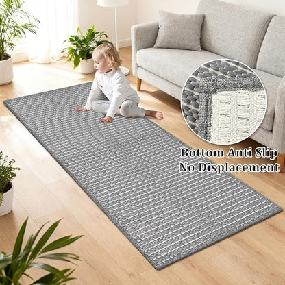 Grey Runners for Kitchen 24"x60" Non Slip Braided Long Bathroom Runner - Image 4
