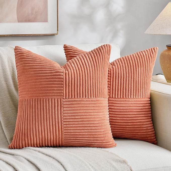 Fancy Homi 2 Packs Coral Decorative Throw Pillow Covers 18x18 Inch by Fancy+Homi