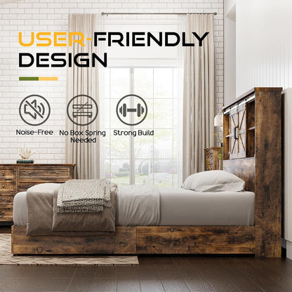 howe farmhouse full size bed frame with 51.2" showing dimensions