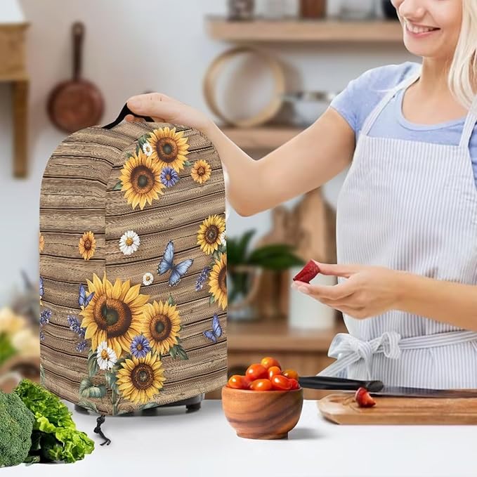Sunflower Butterfly Coffee Machine Dust Cover Universal Design Compatible - Image 3