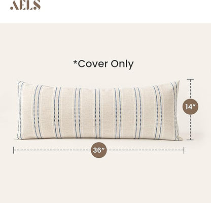 AELS 14x36 Decorative Lumbar Throw Pillow Covers, Farmhouse Linen Textured Long - Image 2