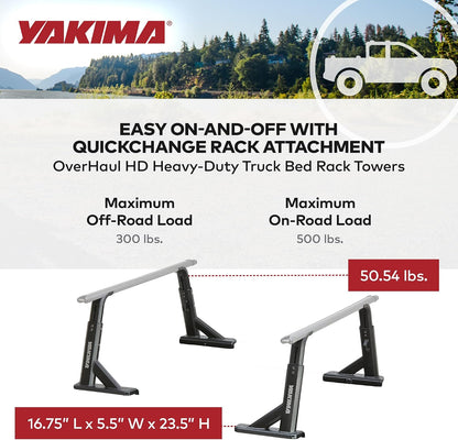 yakima adjustable truck bed rack with tie down, side view