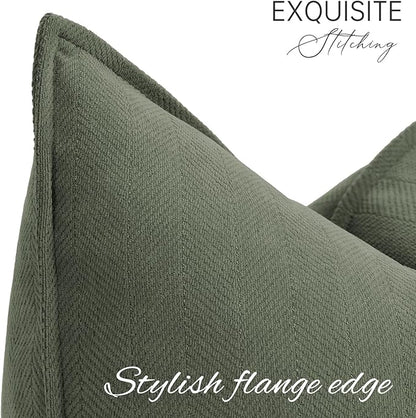 ZWJD Army Green Pillow Covers 22x22 Set of 2 Chenille Throw Pillow Covers - Image 2