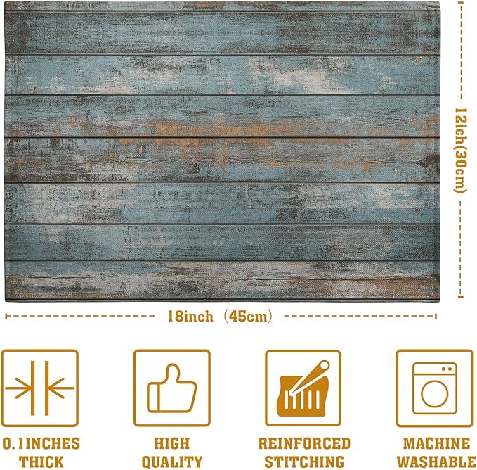 Rustic Wooden Board Print Placemats Set of 4 Vintage Wood Grain Texture - Image 4