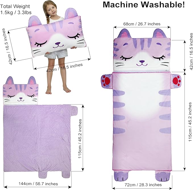Kids Sleeping Bag, Toddlers Nap Mat, Girls Sleeping Mat - Image 5