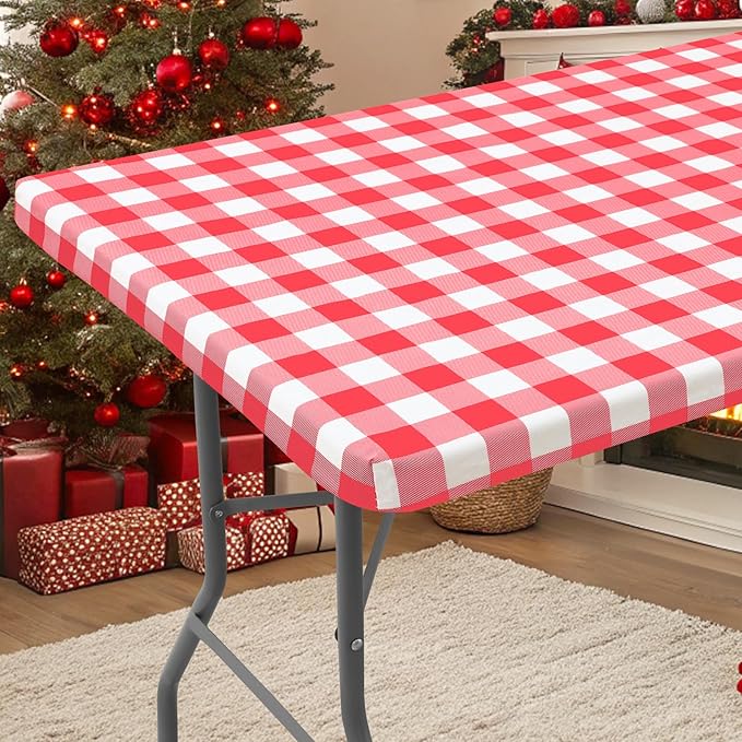 Smiry Rectangle Picnic Table Cloth, Elastic Waterproof Fitted Vinyl Tablecloths by Smiry