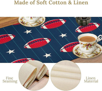 Football Table Runner Vintage American Football Game Days Seasonal Dinner Runner - Image 5
