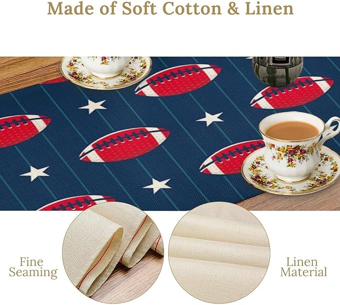 Football Table Runner Vintage American Football Game Days Seasonal Dinner Runner - Image 5