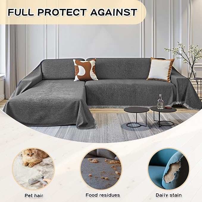 MYSKY HOME Couch Cover for Sectional Sofa, 2 Pieces Couch Covers for L Shape - Image 3