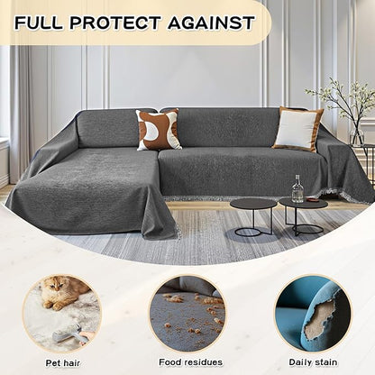 MYSKY HOME Couch Cover for Sectional Sofa, 2 Pieces Couch Covers for L Shape - Image 3