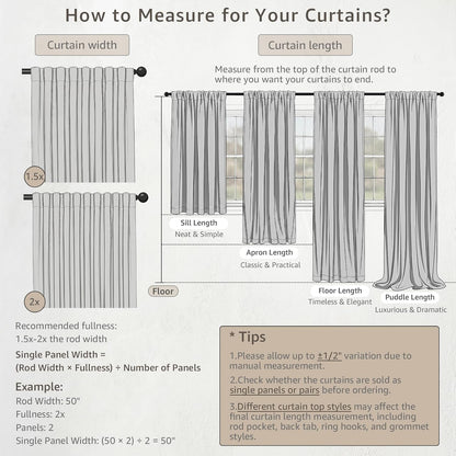 jinchan boho blackout curtains 63 inch length moon, view 9