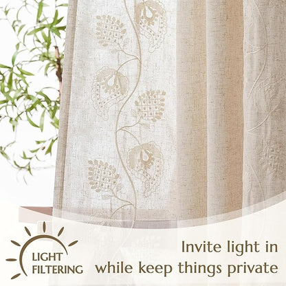 jinchan Linen Paisley Curtains 84 Inch Long - Image 4
