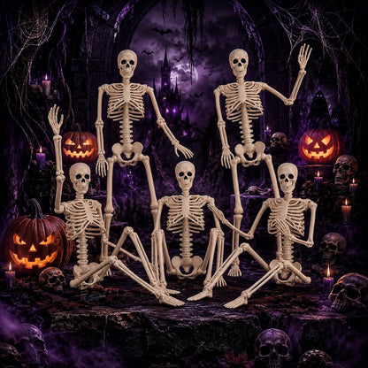 Abakuku 2 Pack 36" Halloween Skeleton Decorations,Human Bones for Halloween Party with Movable Joints,for Haunted Houses, Front Lawn, Graveyard Props