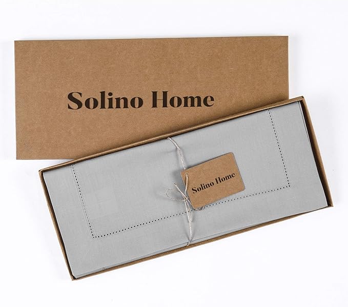 Solino Home Cotton Linen Light Grey Table Runner 72 Inches Long - Image 5