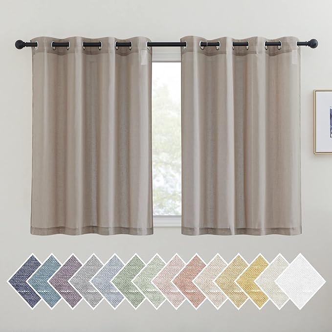 NICETOWN Semi Sheer Linen Curtains 45 inch Long by NICETOWN