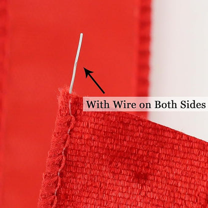 MEEDEE 1 inch Red Velvet Ribbon 25 Yards Crushed Velvet Ribbon Wired - Image 3