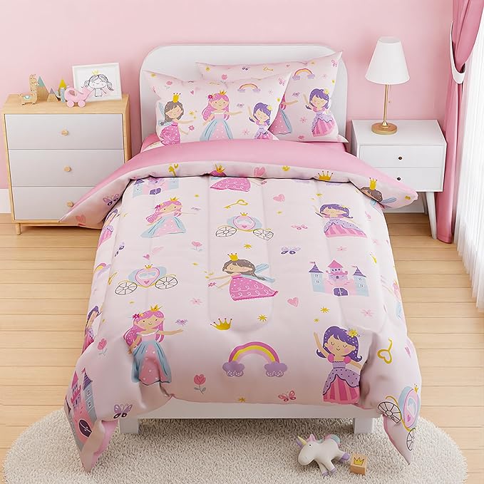 SANDJEST Princess Comforter Set Full Size 98x86in by SANDJEST
