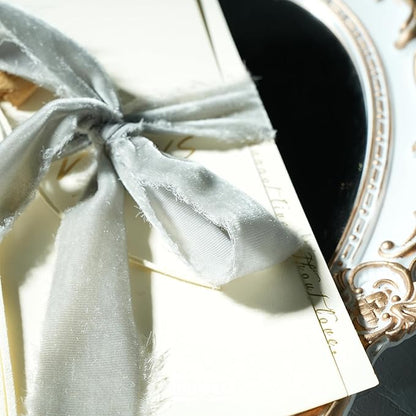 Silver Velvet Ribbon 1.5 inch Silver Frayed Velvet Raw Edge Ribbon - Image 9