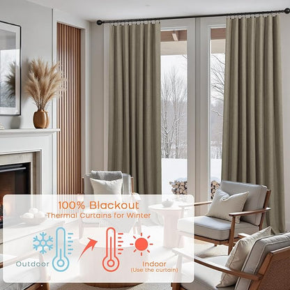 Taupe Brown Linen Blackout Curtains - Image 3