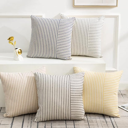 YCOLL Farmhouse Pillow Covers 22x22, Modern Accent Square Throw Pillow Covers - Image 4