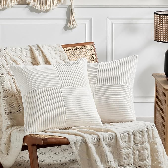 Fancy Homi 2 Packs Cream White Samll Decorative Throw Pillow Covers 14x14 Inch by Fancy+Homi