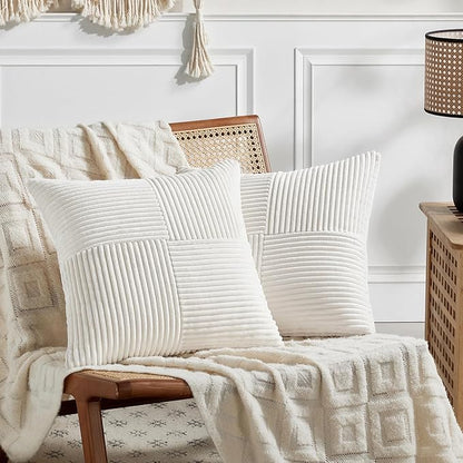 Fancy Homi 2 Packs Cream White Decorative Throw Pillow Covers 20x20 Inch by Fancy+Homi